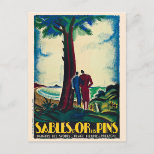 Sables d'Or Les Stift Frankrike Vintage affisch 19 Vykort
