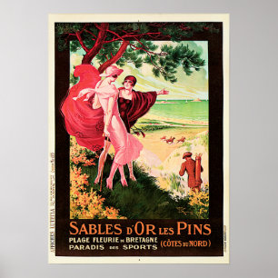 Sables d'Or les Stift Seaside Resort Fransk Travel Poster