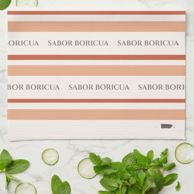 Sabor Boricua-randig kökshandduk (Vikta)