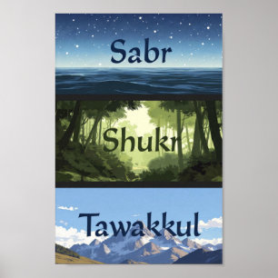 Sabr, Shukr, Tawakkul   Modern muslimsk hempresent Poster