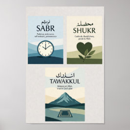 Sabr Shukr Tawakkul trycksats Poster