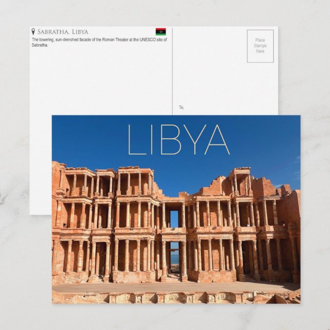 Sabratha, Libyen Resebrev vykort (Fram/baksida)