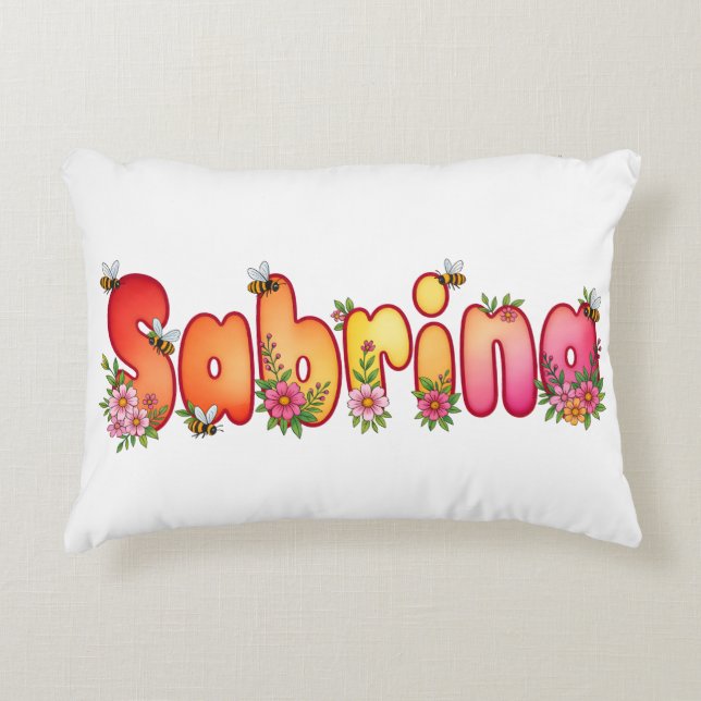 Sabrina - Personalized Bee Pillow Prydnadskudde (Framsidan)