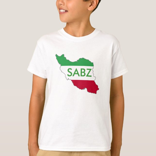 ’SABZ’ Iran Flagga Karta Tee (Framsida)