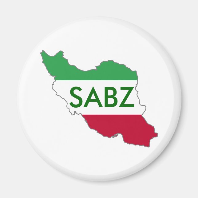 "SABZ" Irans flagga karta Magnet (Framsidan)