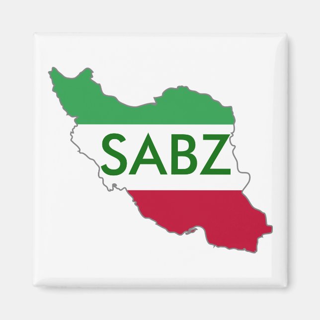 "SABZ" Iranska flaggans kartbild Magnet (Framsidan)