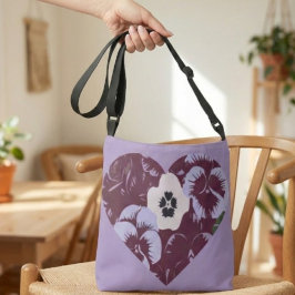 Sac Bandoulière Cœur Violet Axelväska
