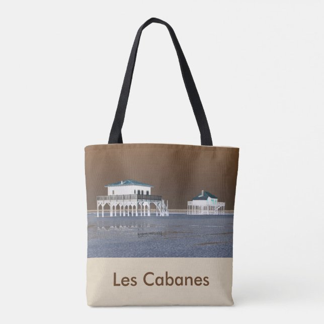 sac " Bassin d'arcachon" recto -"LesCabanes" verso Tygkasse (Baksida)