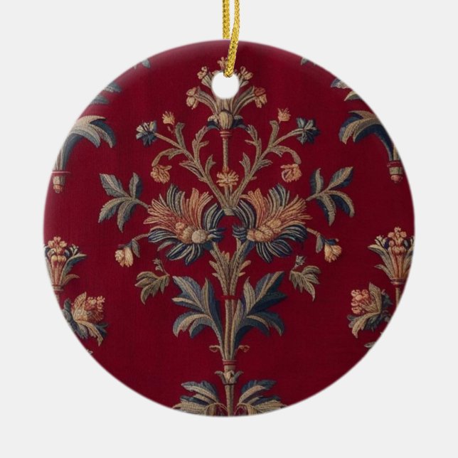 Sac broderie medievale fleurie en rouge bordeaux julgransprydnad keramik (Framsidan)