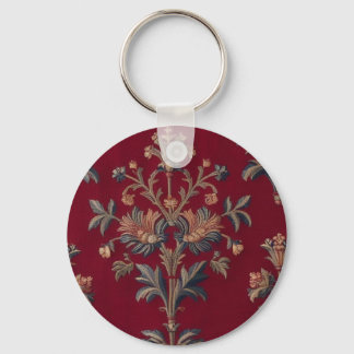 Sac broderie medievale fleurie en rouge bordeaux nyckelring