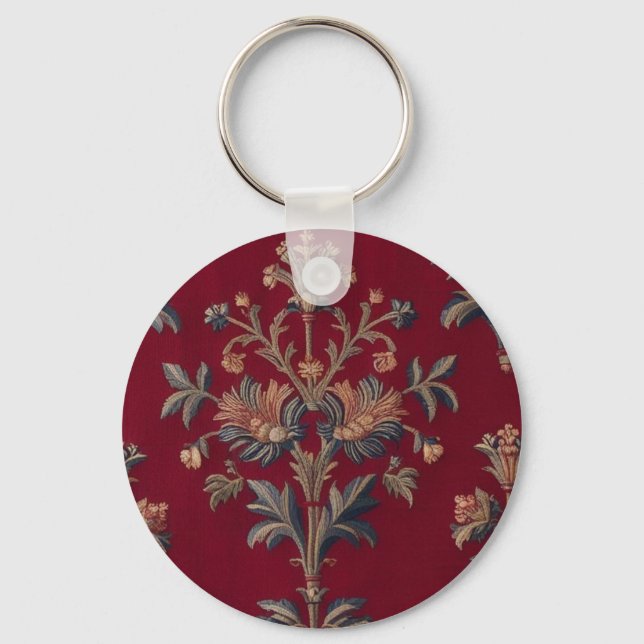 Sac broderie medievale fleurie en rouge bordeaux nyckelring (Framsida)