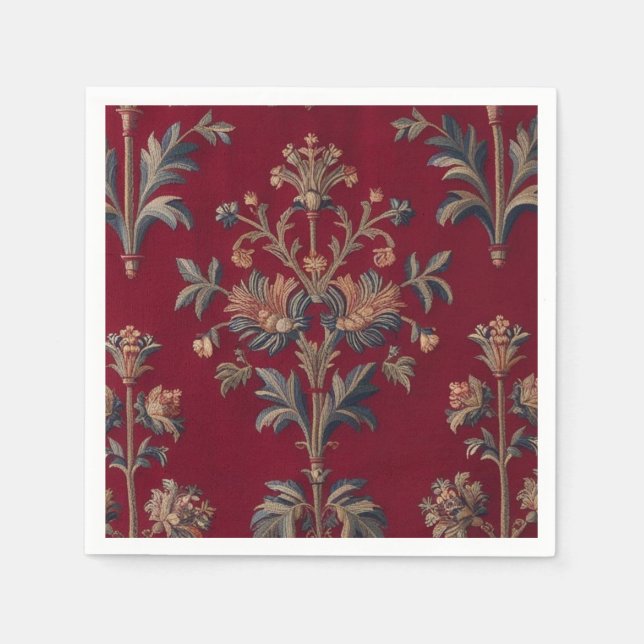 Sac broderie medievale fleurie en rouge bordeaux pappersservett (Framsidan)