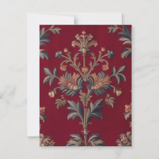 Sac broderie medievale fleurie en rouge bordeaux vykort