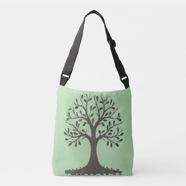 Sac Cabas Réversible Arbre de Vie Vert Pâle Axelväska (Framsida)