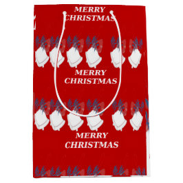 Sac Cadeau Moyen "Merry Christmas" – Rouge Blanc