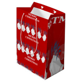 Sac Cadeau Moyen "Merry Christmas" – Rouge Blanc