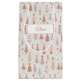 Sac cadeau Sapin Noël Rose Scandinave