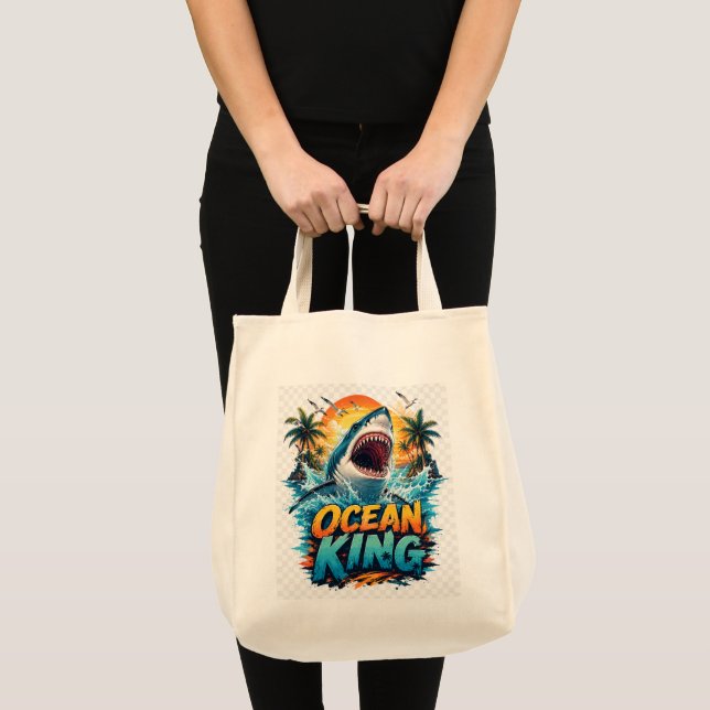 Sac de Courses Océan King – Requin Sauvage & Ambia Tygkasse (Framsida (produkt))