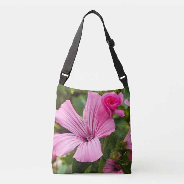 Sac four-tout fleur rose avec la rosée du matin axelväska (Framsida)