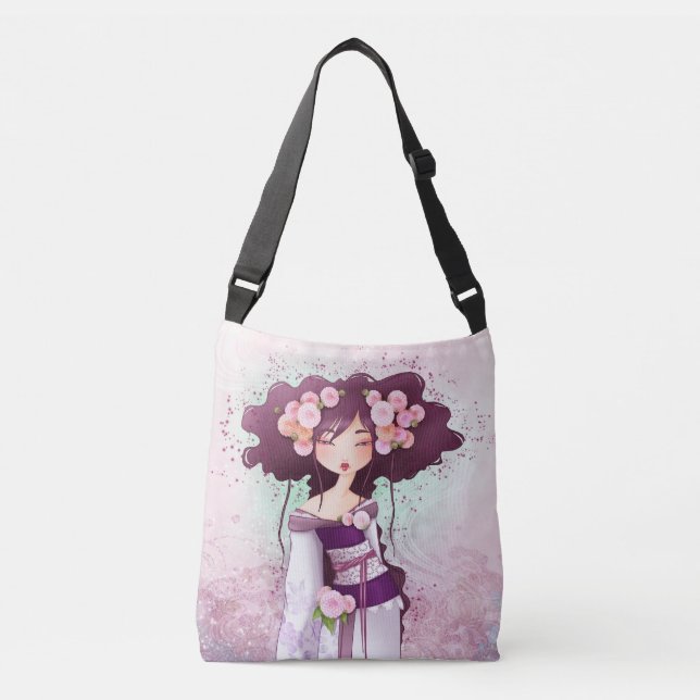 sac illustration geisha dahlia axelväska (Framsida)