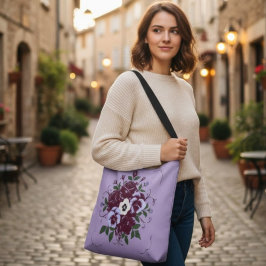 Sac Tote Bag Réglable Floral - Bouquet de Violette Axelväska