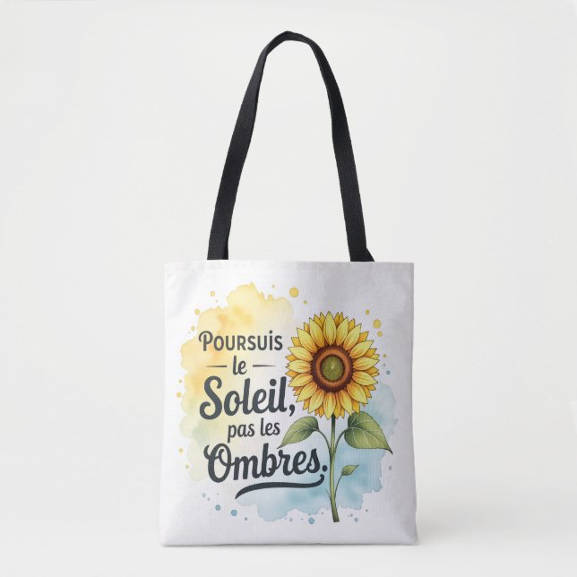 Sac Tote Tournesol Inspirant – Citation ‘Poursuis  Tygkasse (Framsida)