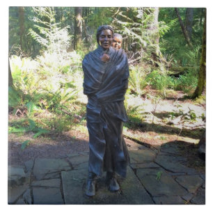 Sacagawea Statue, Fort Clatsop, Astoria, Oregon Kakelplatta