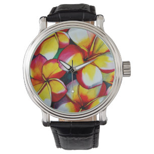 Sacha Grossels rosa frangipani-blomsterur Armbandsur