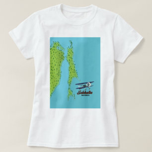 Sachalin Russian vintage stil reseaffisch karta T Shirt