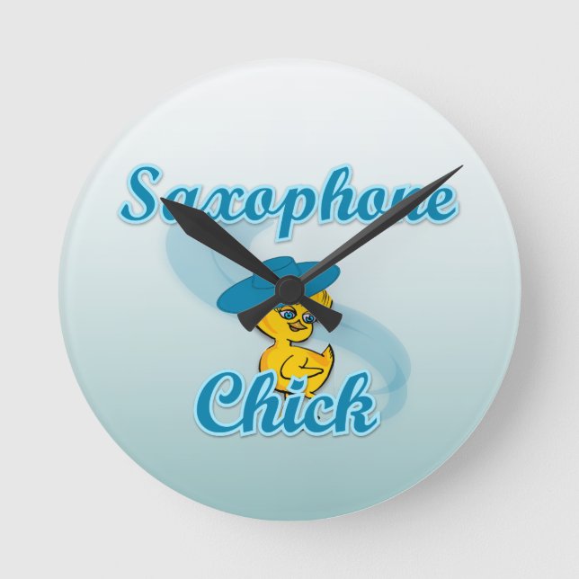 Sachophone Chick #3 Rund Klocka (Framsida)
