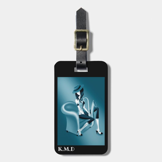 Sachophonist - Bagagetag med Vintage Jazz Flair Bagagebricka (Vertikal Framsida)