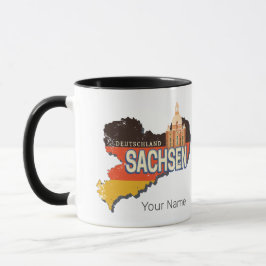 Sachsen Tyskland Retro State Karta Vintage Souveni Mugg