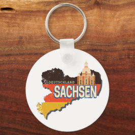 Sachsen Tyskland Retro State Karta Vintage Souveni Nyckelring