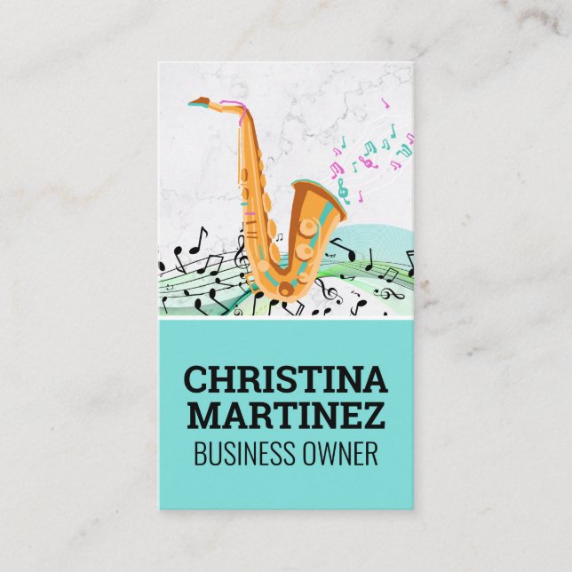 Sachsofon Instrument | MUSIK NOTER Visitkort (Framsida)