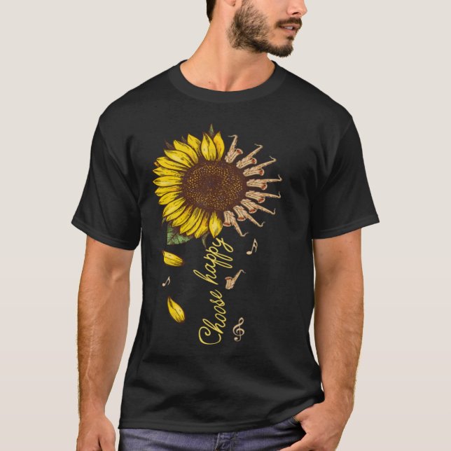 Sachsofon Välj Lycklig Solrosliknande Vintage F T Shirt (Framsida)