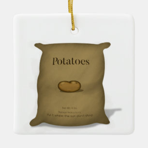 Sack av potatis - praktiska förvaringsanvisningar julgransprydnad keramik