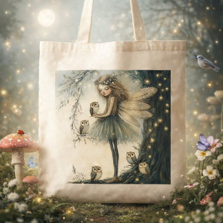 Säck Fairy & Owl Tygkasse
