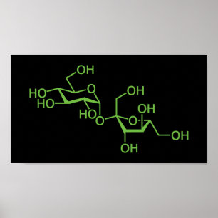 Sackaros Sockermolekyl Kemisk diagram Poster