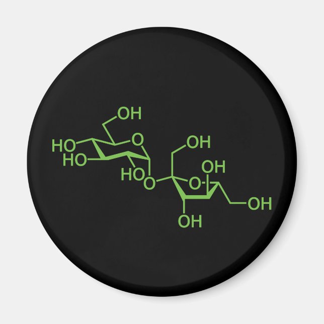 Sackaros Sockermolekyl Kemiskt Diagram Magnet (Framsidan)