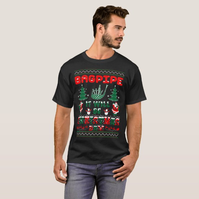 Säckpipe- ska det är den fula tröjan för juldagen tee shirt (Hel framsida)