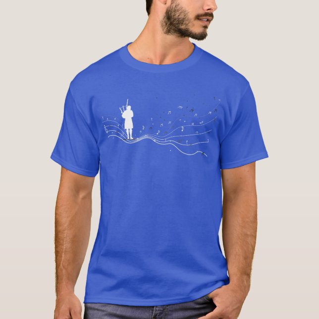 Säckpipemusiker i notblad för säckpipespelare t shirt (Framsida)