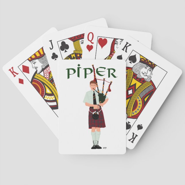 Säckpipespelare - Röd Kilt Spel Kort (Baksidan)