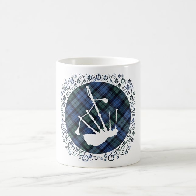 Säckpipor Siluett på Tartan Kaffemugg (Center)