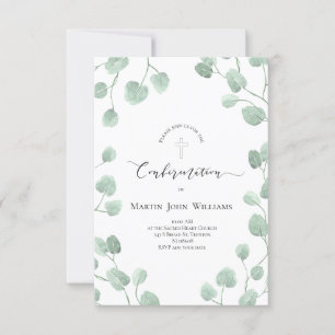 Sackrament för bekräftelse av greenery decor inbjudningar