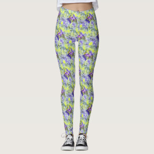Säckskal i havsblått lila vattenfärgsmålning le leggings
