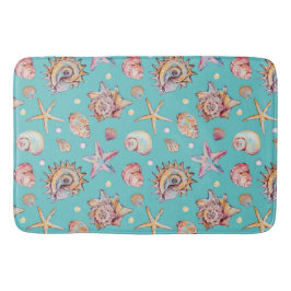 Säckskal och Starfish Mönster, strandvibes Badrumsmatta