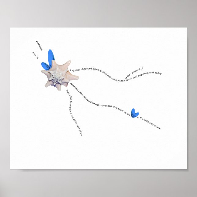 Säckskal vid kust vid viskkonjpiano dikt poster (Framsidan)