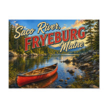 Saco River Fryeburg Maine Nostalgisk vykort