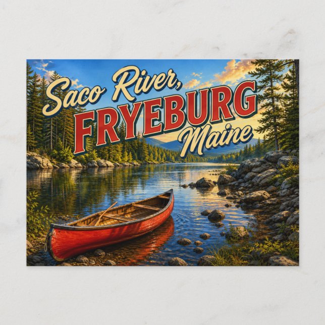 Saco River Fryeburg Maine Nostalgisk vykort (Framsida)