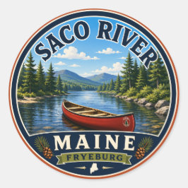 Saco River Fryeburg Maine Rund Klistermärke